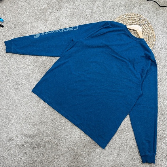 Carhartt Men’s K231 Original Fit Longsleeve Graphic Logo T-Shirt in Blue XL Tall - Picture 7 of 14